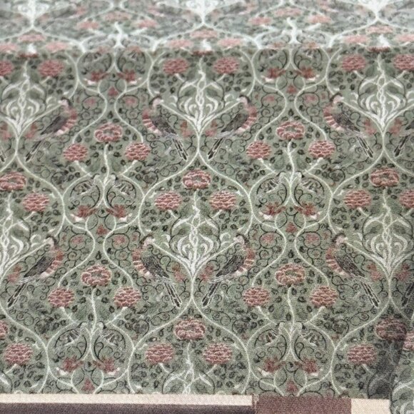 MORRIS & Co Seasons By May Green Floral Bird 60x144 Tablecloth Thanksgiving Fall - Picture 2 of 9